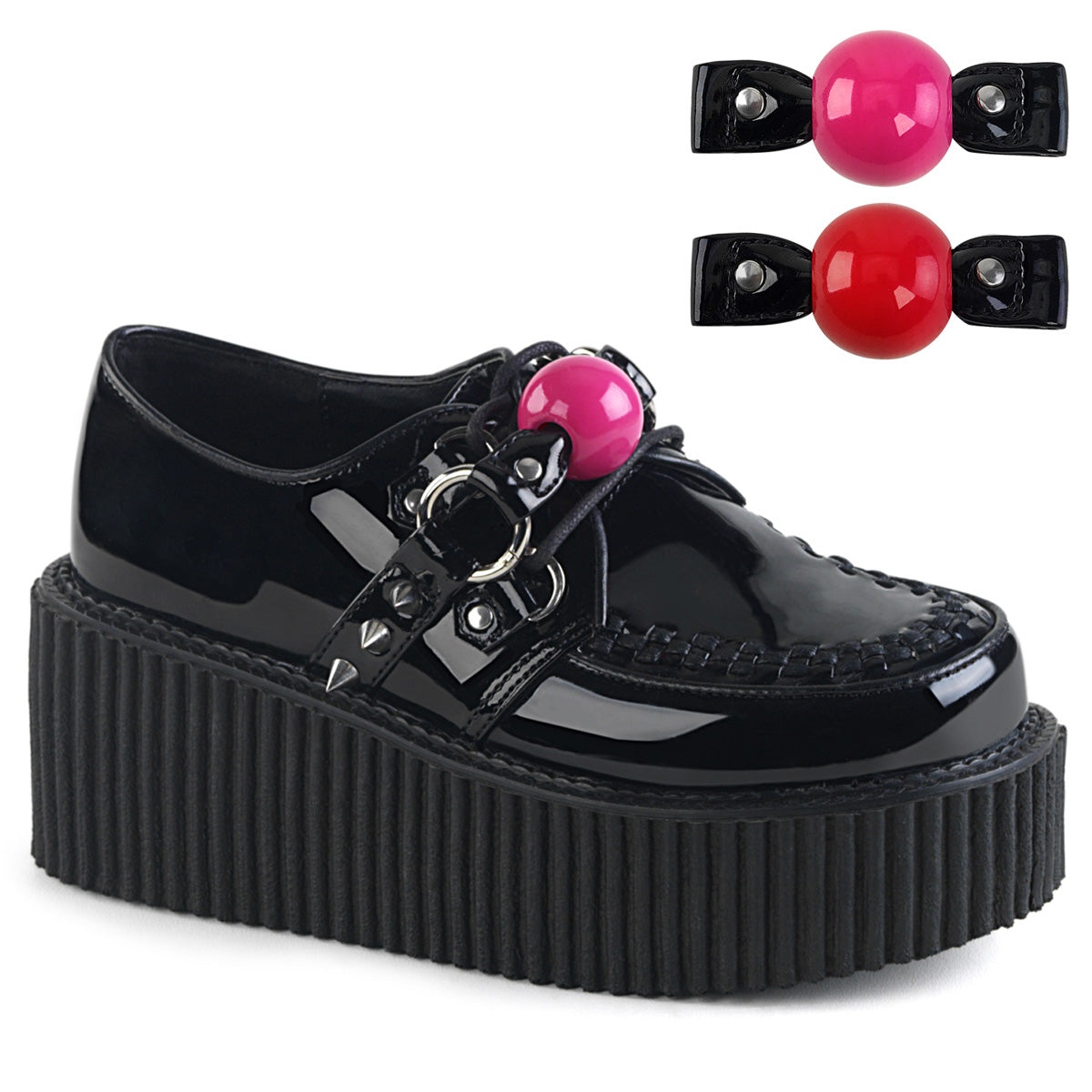 DemoniaCult Damen -Niederschuh CREEPER-222 BLK Pat