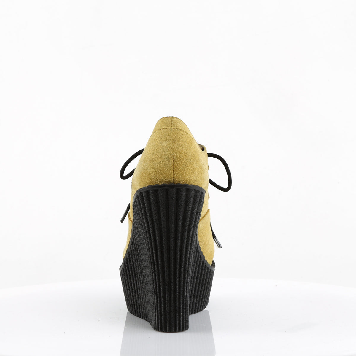 DemoniaCult Damen -Niederschuh CREEPER-304 Senf veganer Wildleder-Leopard-gedrucktes Pony-Haar