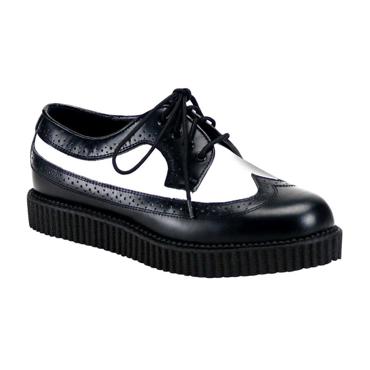 DemoniaCult Herren -Niederschuh CREEPER-608 BLK-WHT-Leder