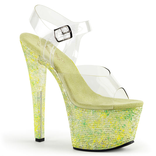 Pleaser Damen Sandalen CRYSTALIZE-308TL CLR / LIME crystal