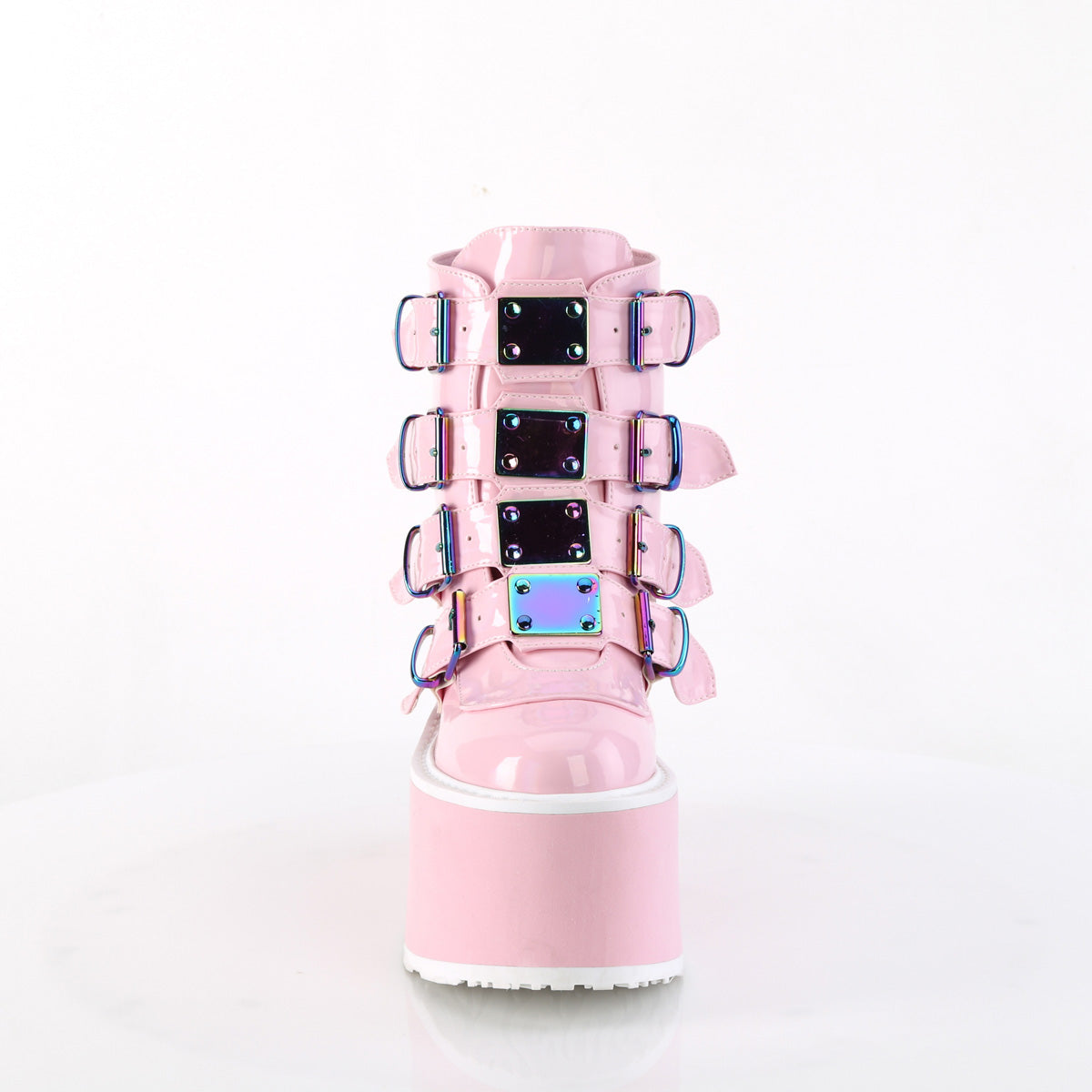 DemoniaCult Stiefeletten DAMNED-105 B. Pink Holo Pat