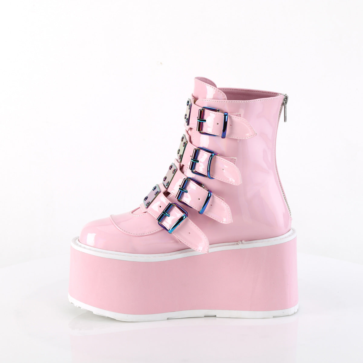 DemoniaCult Stiefeletten DAMNED-105 B. Pink Holo Pat