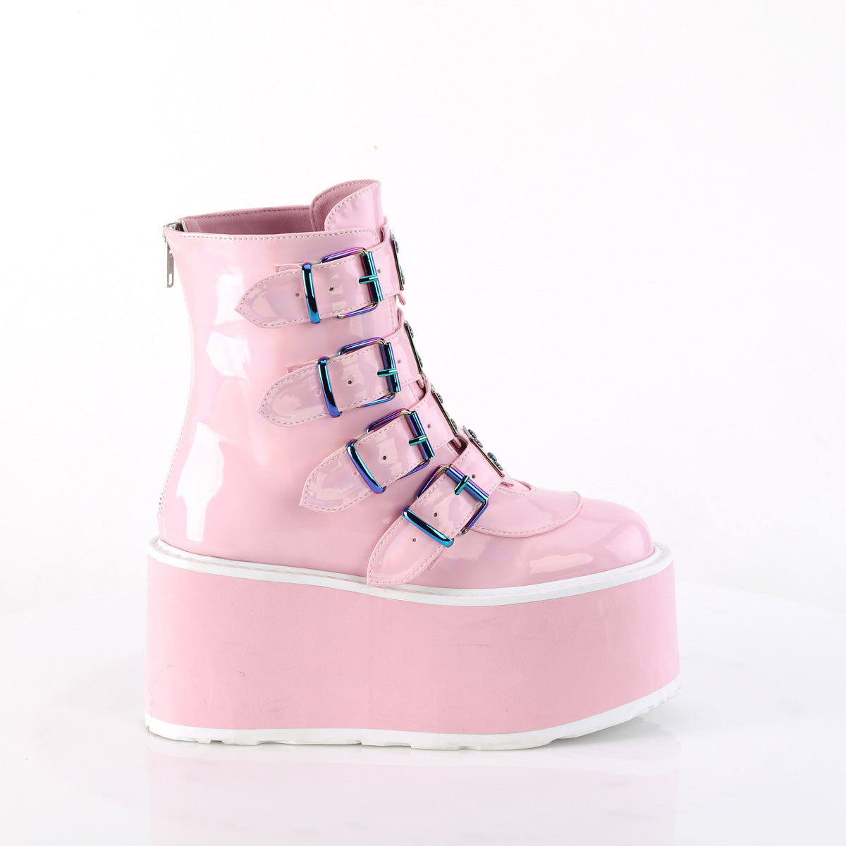 DemoniaCult Stiefeletten DAMNED-105 B. Pink Holo Pat