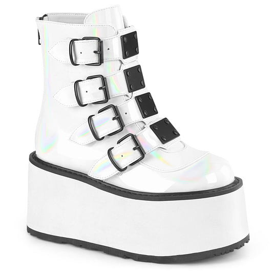 DemoniaCult  Stiefeletten DAMNED-105 wht Holo Pat