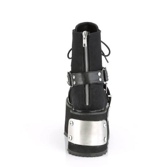 DemoniaCult Damenknöchelstiefel DAMNED-116 BLK Canvas-Vegan Leder