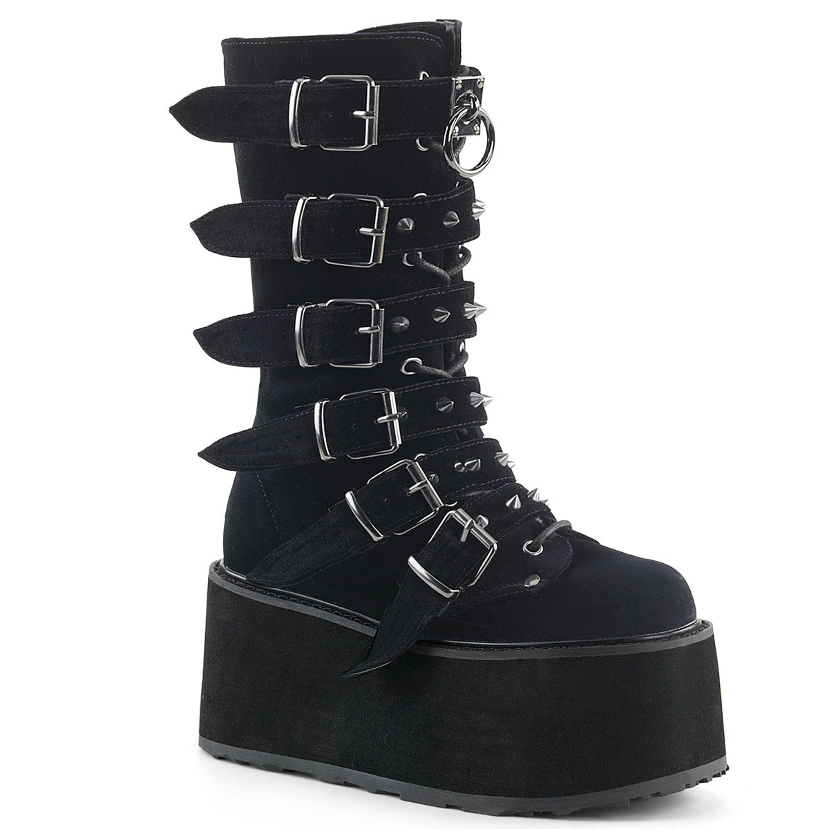 DemoniaCult Frauenstiefel DAMNED-225 BLK Velvet