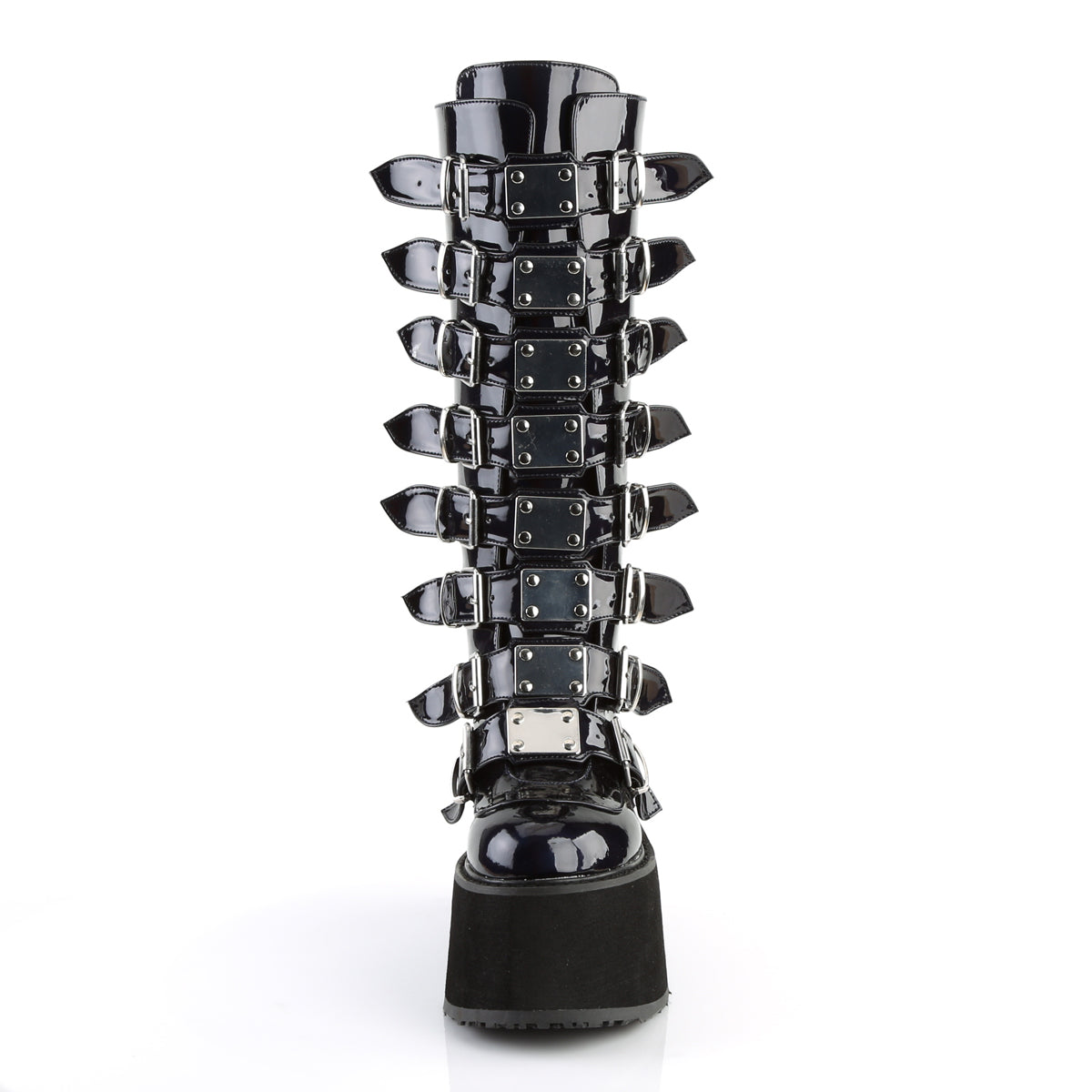 DemoniaCult Frauenstiefel DAMNED-318 BLK Hologramm veganes Leder