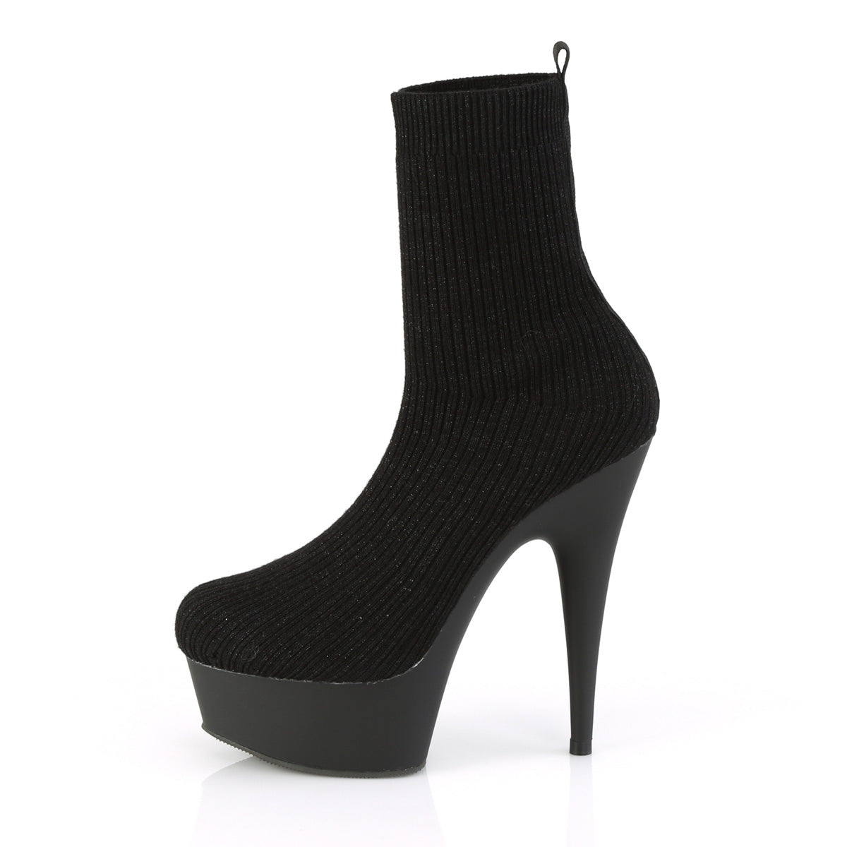 Pleaser Damen Knöchelstiefel DELIGHT-1002-2 BLK-Stretch-Strickstoff / BLK Matte