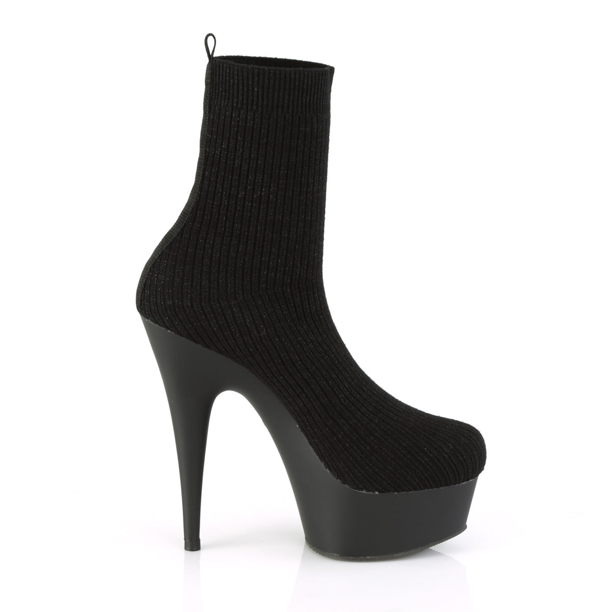 Pleaser Damen Knöchelstiefel DELIGHT-1002-2 BLK-Stretch-Strickstoff / BLK Matte