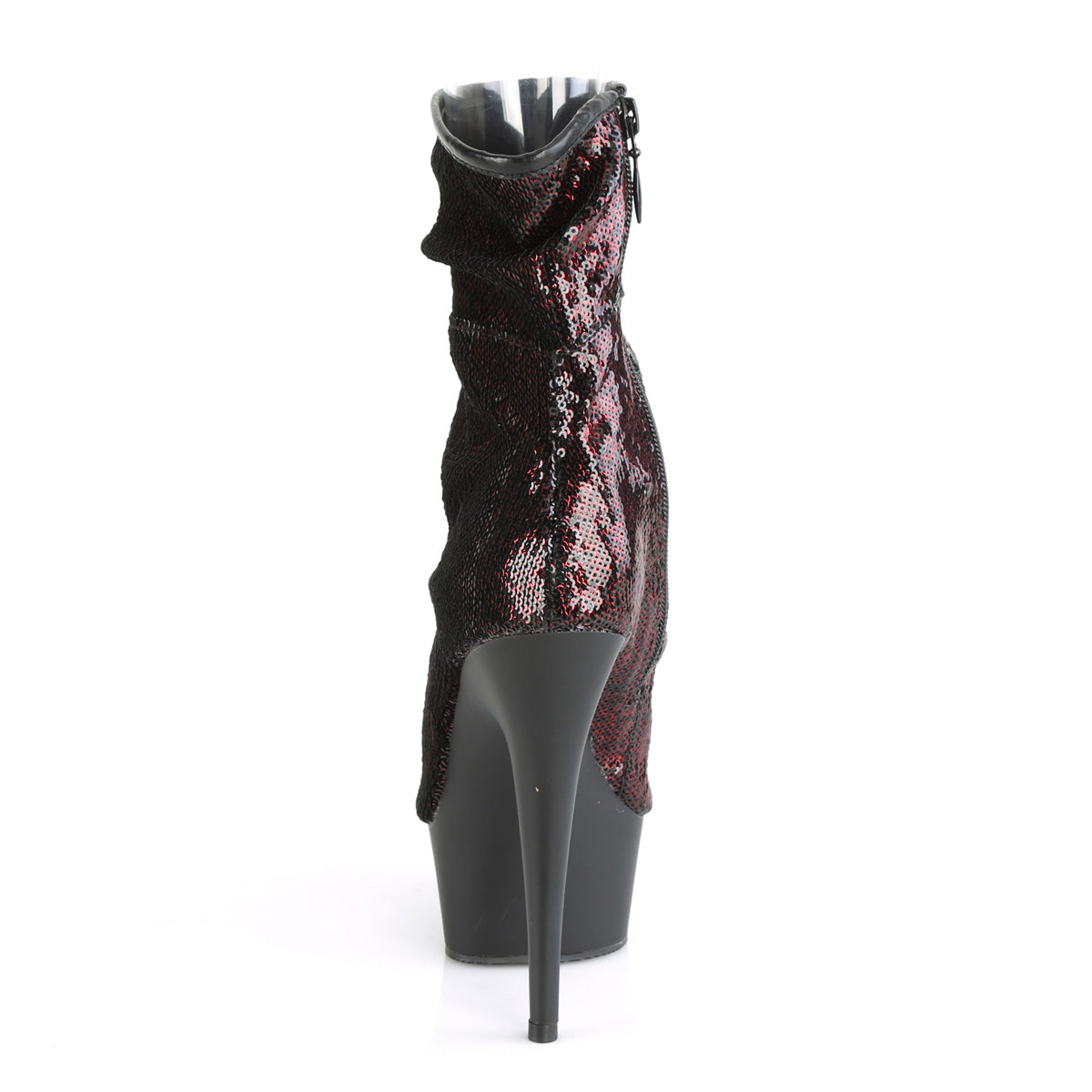 Pleaser Damen Knöchelstiefel DELIGHT-1008SQ Burgund-Pailletten / BLK Matte