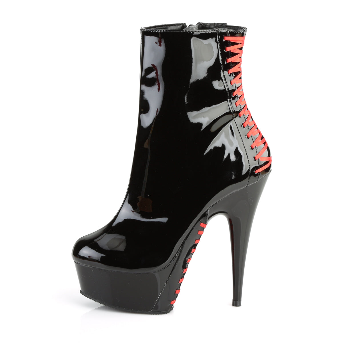 Pleaser Damen Knöchelstiefel DELIGHT-1010 blk pat-rot / black