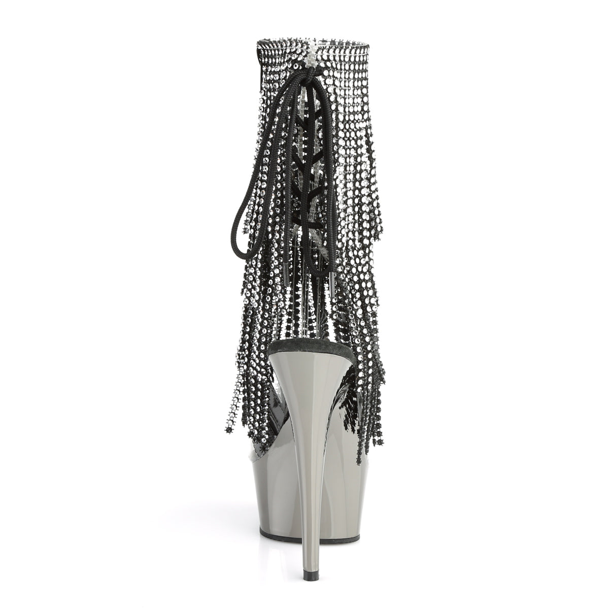 Pleaser Damen Knöchelstiefel DELIGHT-1017RSF CLR-BLK / Dark Pewter Chrome
