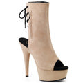 Pleaser Damen Knöchelstiefel DELIGHT-1018FS Beige Faux Wildleder / Beige Faux Wildleder