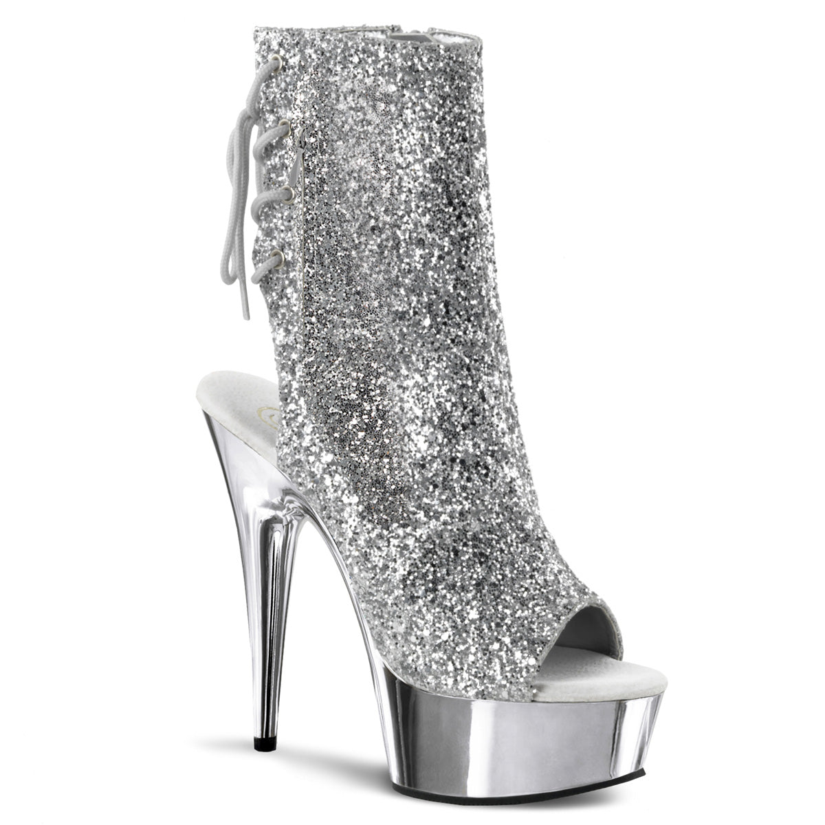Pleaser Damen Knöchelstiefel DELIGHT-1018g SLV Gltr / Slv Chrome