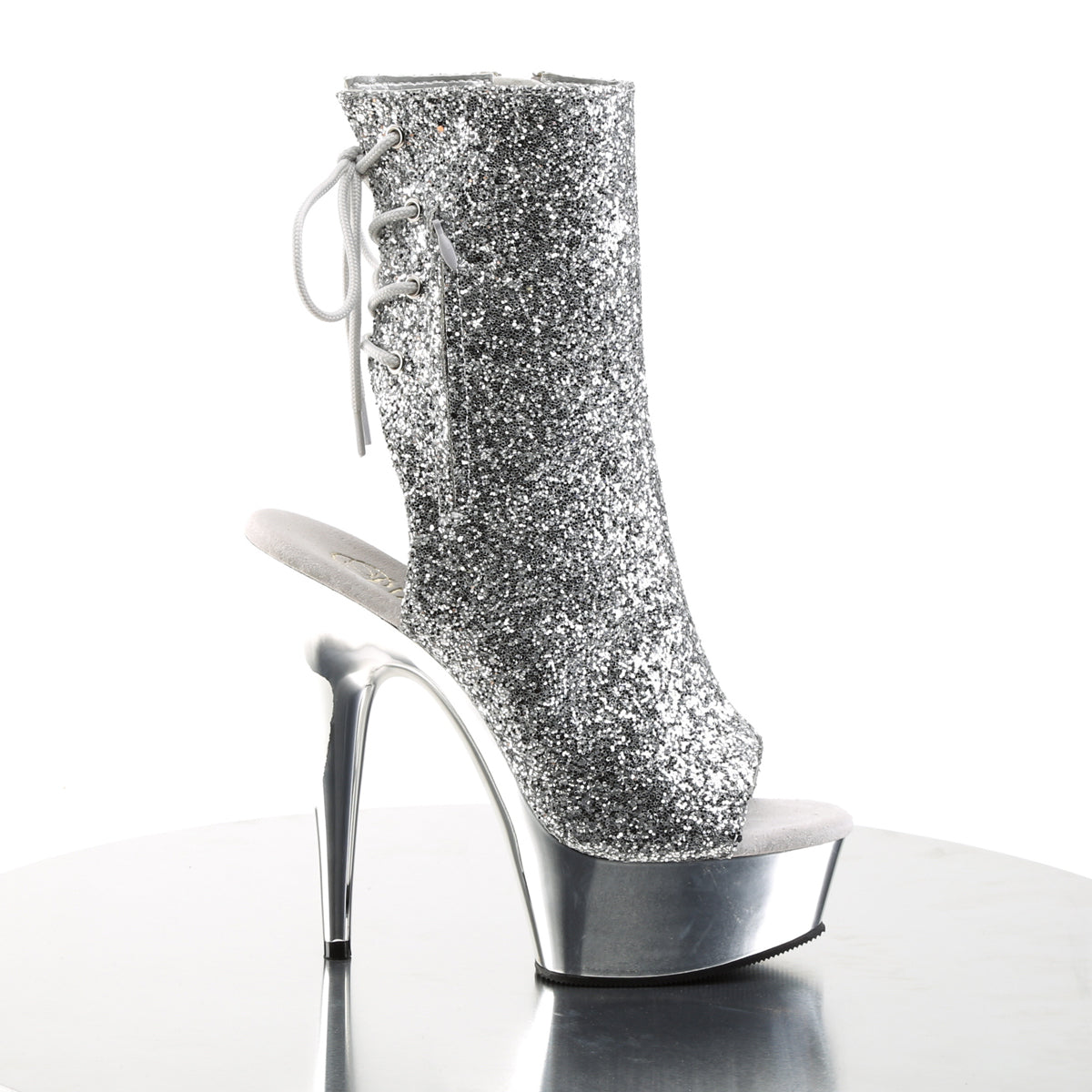 Pleaser Damen Knöchelstiefel DELIGHT-1018g SLV Gltr / Slv Chrome