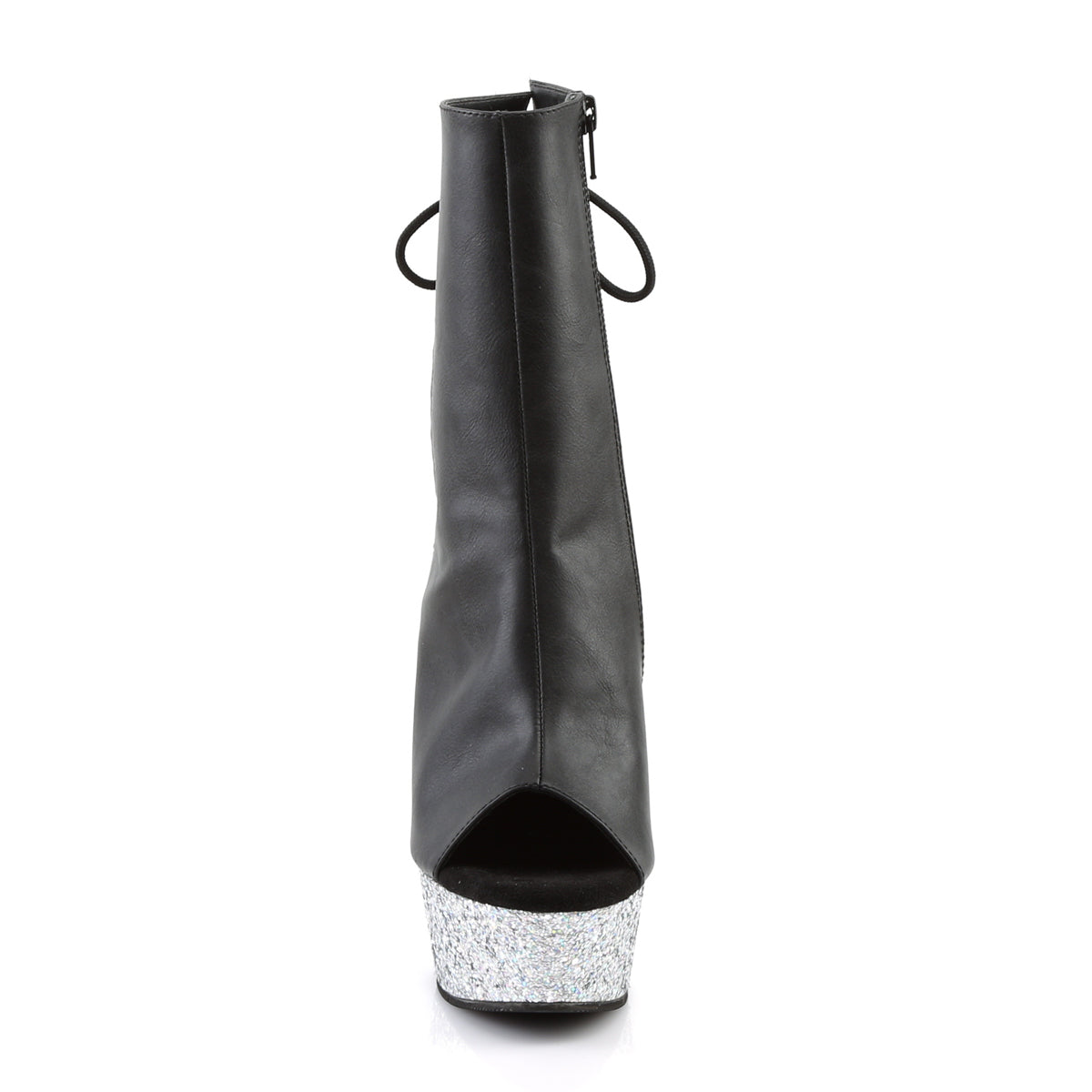 Pleaser Damen Knöchelstiefel DELIGHT-1018LG BLK Faux Leder / SLV Multi Glitter