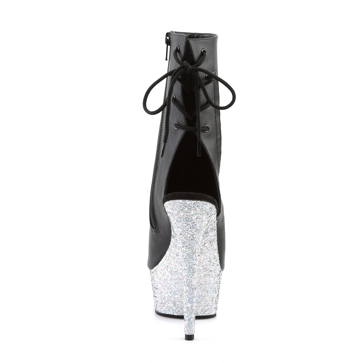 Pleaser Damen Knöchelstiefel DELIGHT-1018LG BLK Faux Leder / SLV Multi Glitter