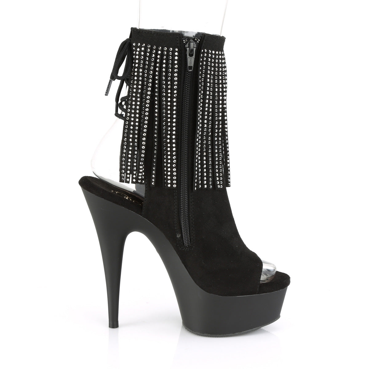 Pleaser Damen Knöchelstiefel DELIGHT-1018RSF BLK Faux Wildleder / BLK Matte