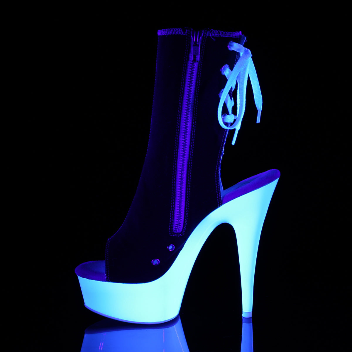 Pleaser Damen Knöchelstiefel DELIGHT-1018SK BLK Leinwand / Neonweiß