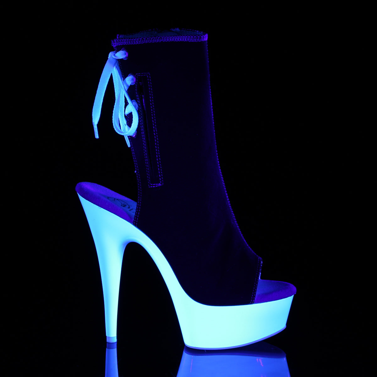 Pleaser Damen Knöchelstiefel DELIGHT-1018SK BLK Leinwand / Neonweiß
