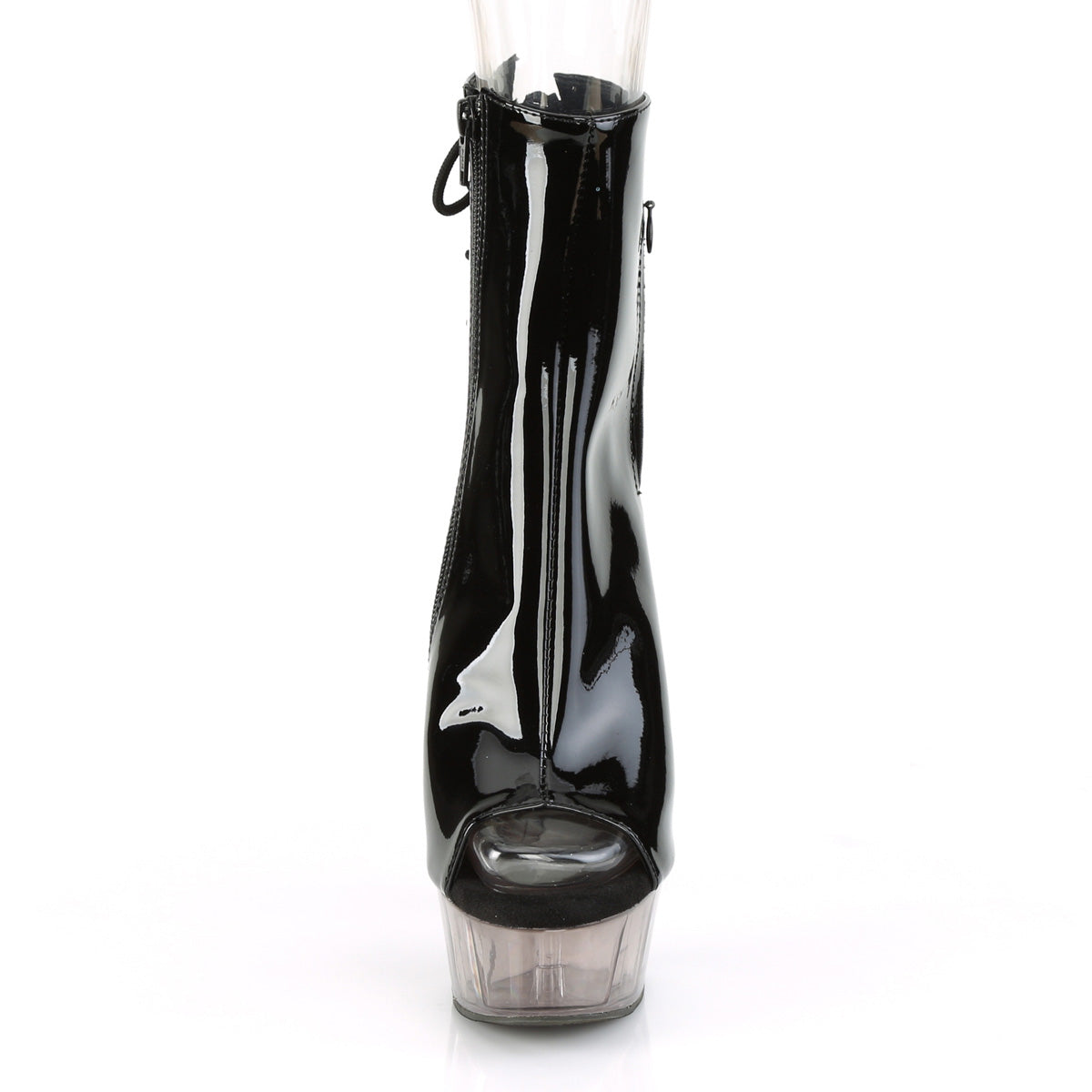 Pleaser Damen Knöchelstiefel DELIGHT-1018T BLK Pat / Rauch getönt