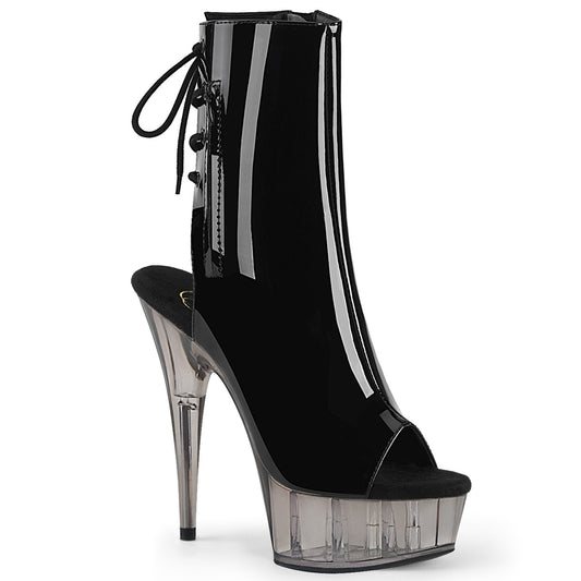 Pleaser Damen Knöchelstiefel DELIGHT-1018T BLK Pat / Rauch getönt