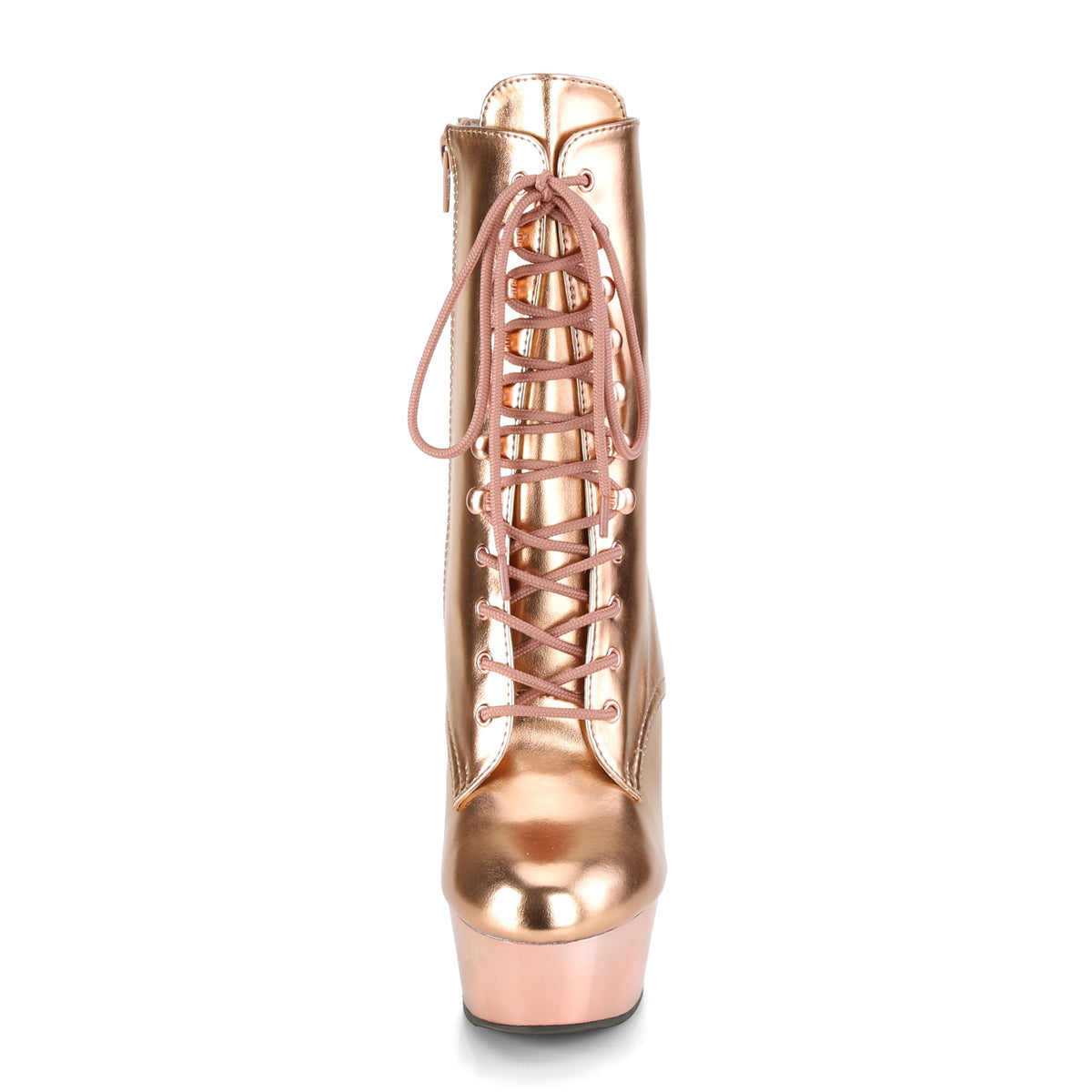 Pleaser Damen Knöchelstiefel DELIGHT-1020 Rose Gold Metallic PU / Rosegold Chrome