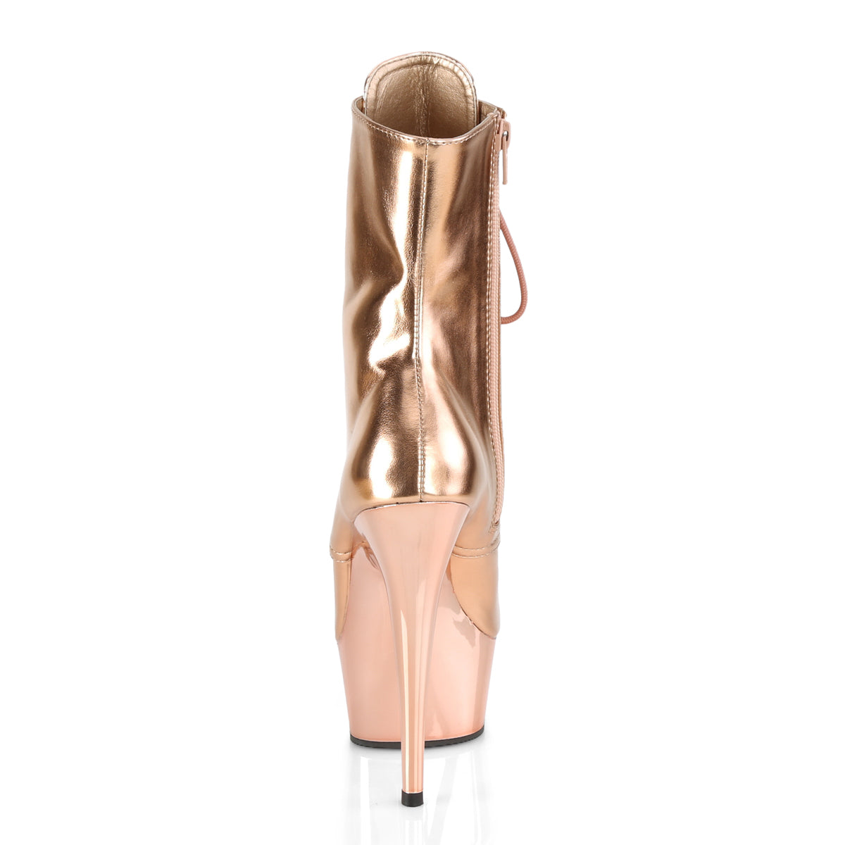 Pleaser Damen Knöchelstiefel DELIGHT-1020 Rose Gold Metallic PU / Rosegold Chrome