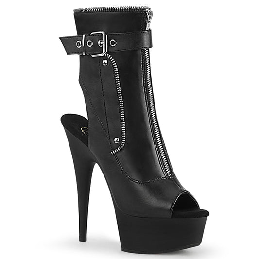 Pleaser Damen Knöchelstiefel DELIGHT-1035 BLK Faux Leder / BLK Matte