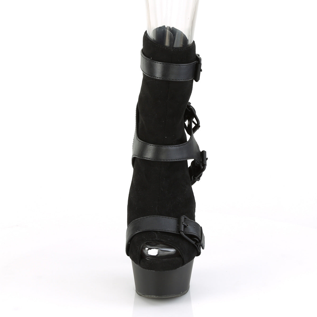 Pleaser Damen Knöchelstiefel DELIGHT-1037 BLK Faux Wildleder-Faux Leder / BLK Matte