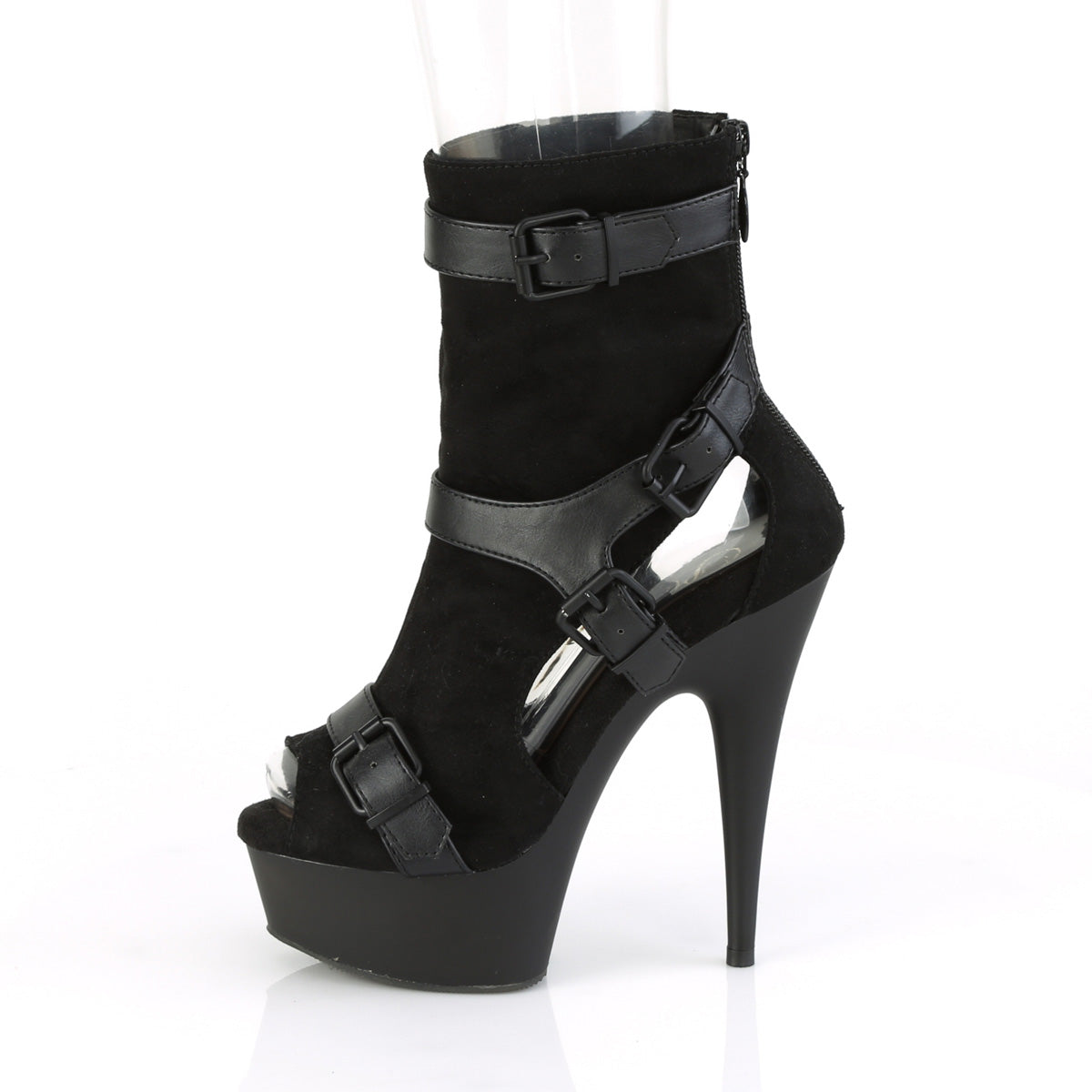 Pleaser Damen Knöchelstiefel DELIGHT-1037 BLK Faux Wildleder-Faux Leder / BLK Matte
