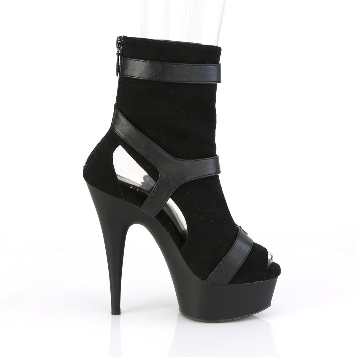 Pleaser Damen Knöchelstiefel DELIGHT-1037 BLK Faux Wildleder-Faux Leder / BLK Matte