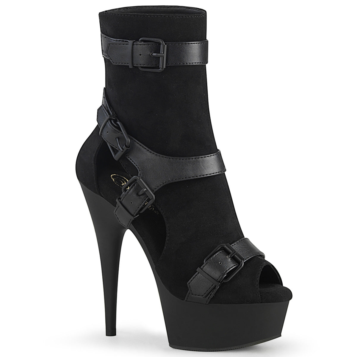 Pleaser Damen Knöchelstiefel DELIGHT-1037 BLK Faux Wildleder-Faux Leder / BLK Matte