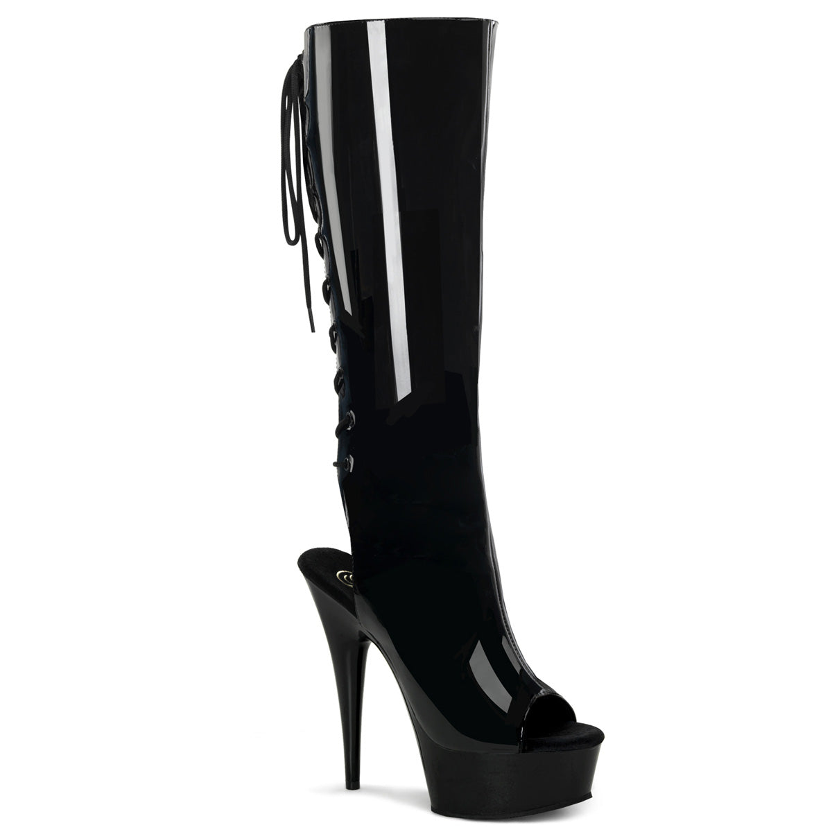 Pleaser Womens Boots. DELIGHT-2018 BLK Pat / BLK