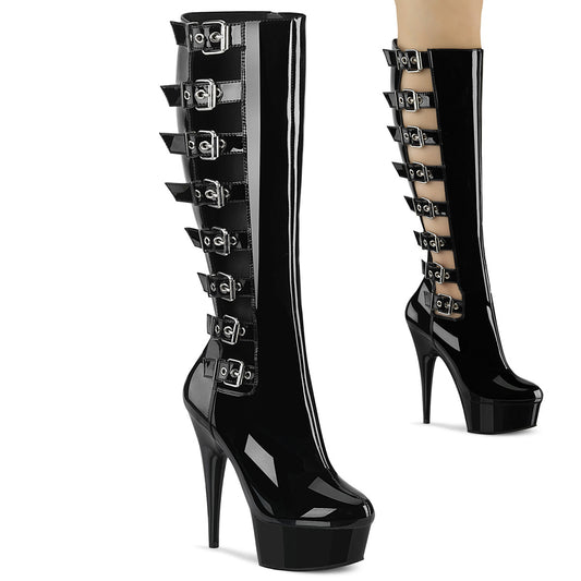 Pleaser Womens Boots. DELIGHT-2047 BLK Pat / BLK