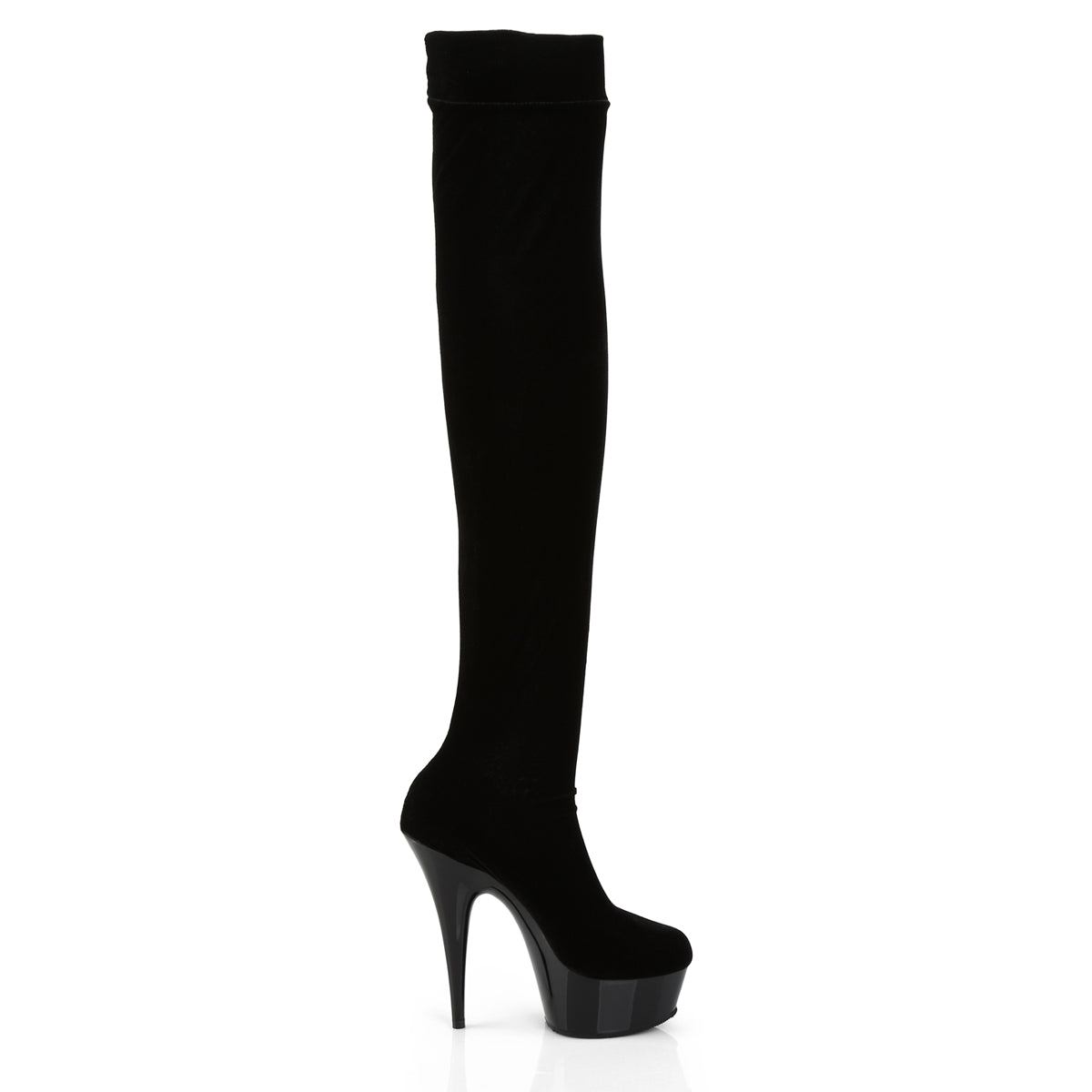 Pleaser Womens Boots. DELIGHT-3002 BLK Str Velvet / BLK