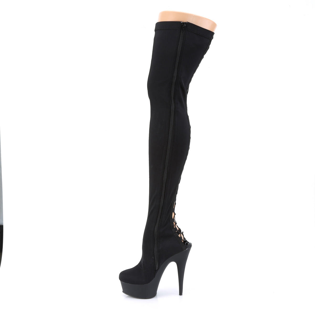 Pleaser Womens Boots. DELIGHT-3003 BLK LYCRA / BLK Matte