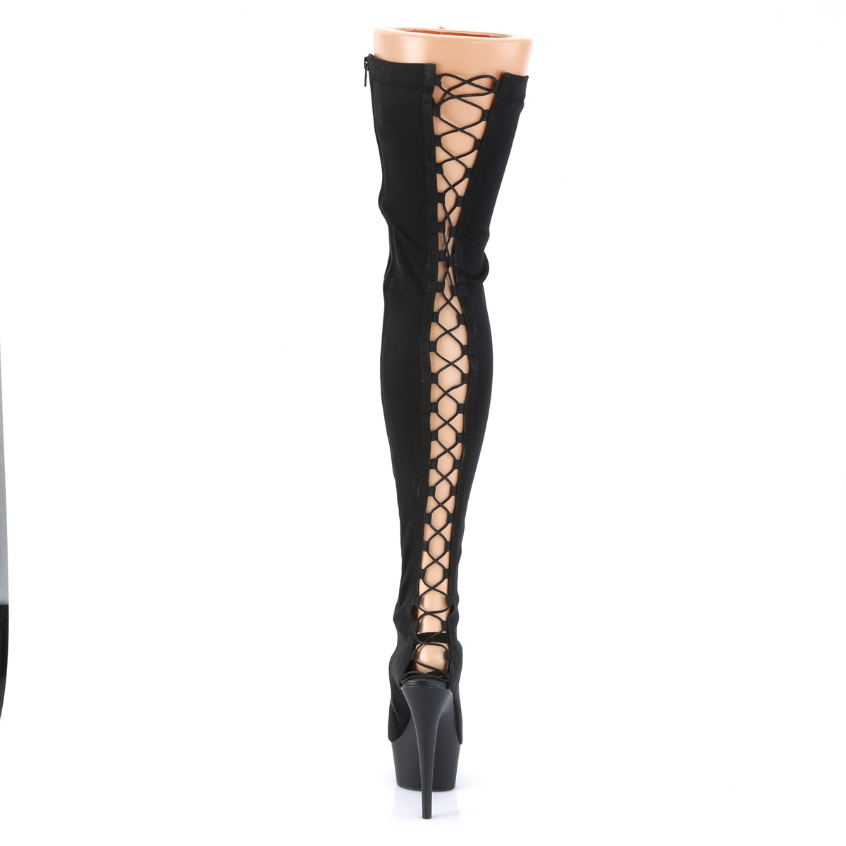Pleaser Womens Boots. DELIGHT-3003 BLK LYCRA / BLK Matte