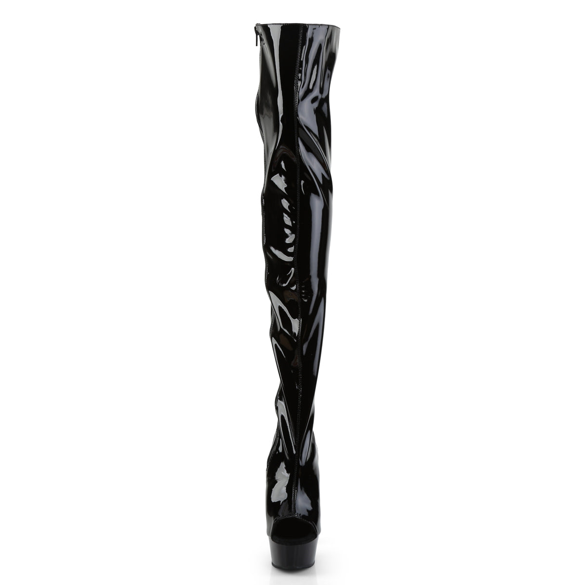 Pleaser Womens Boots. DELIGHT-3017 BLK STR Pat / BLK