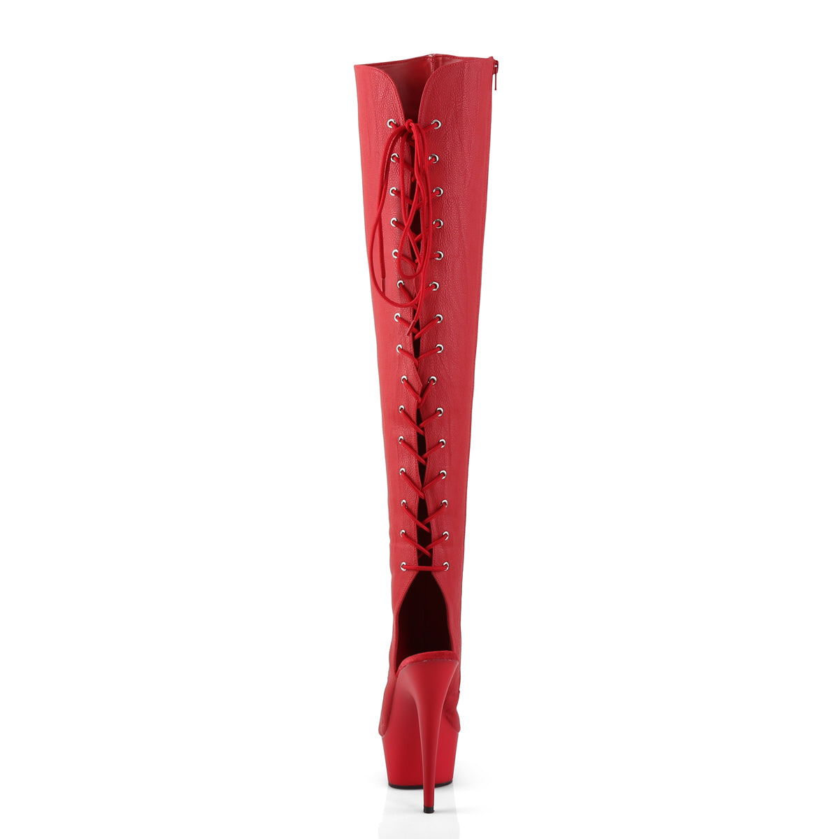 Pleaser Womens Boots. DELIGHT-3019 Rotes Kunstleder / Rotmatte