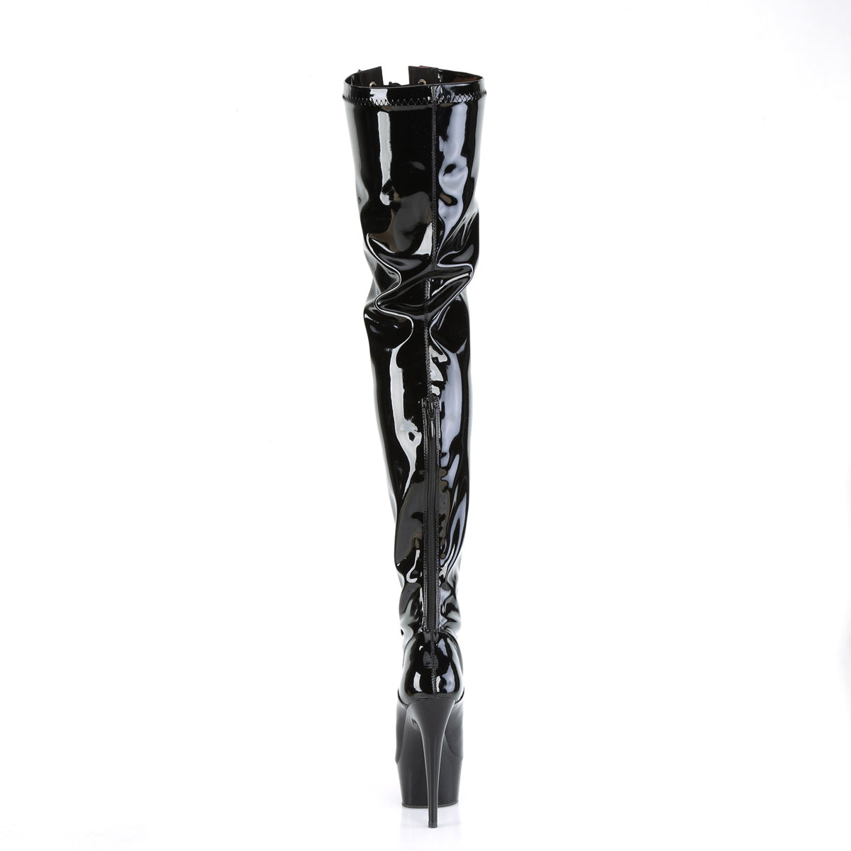 Pleaser Stiefel DELIGHT-3027 BLK-Red Str. Pat / BLK.