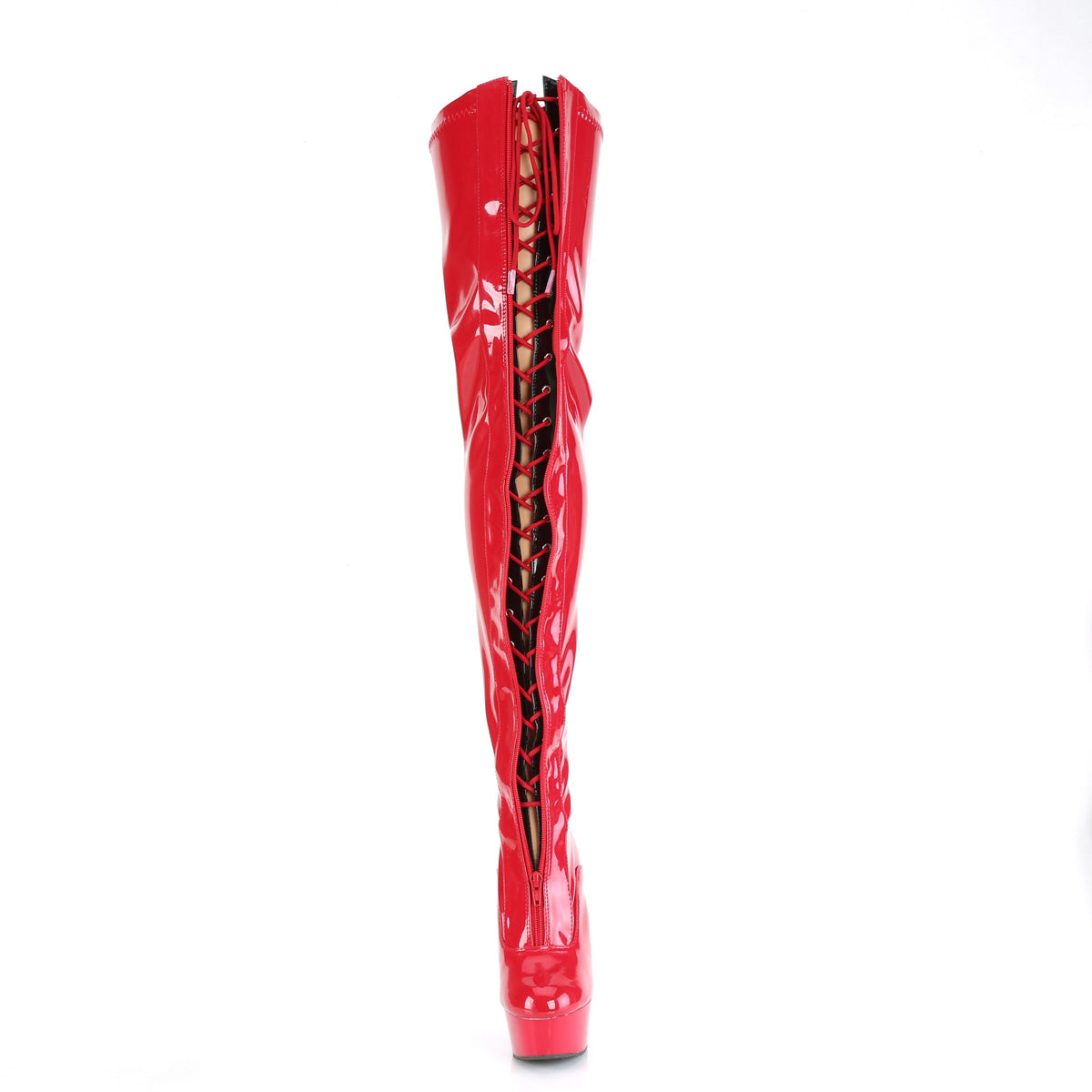 Pleaser Stiefel DELIGHT-3027 rot-black str. Pat / rot