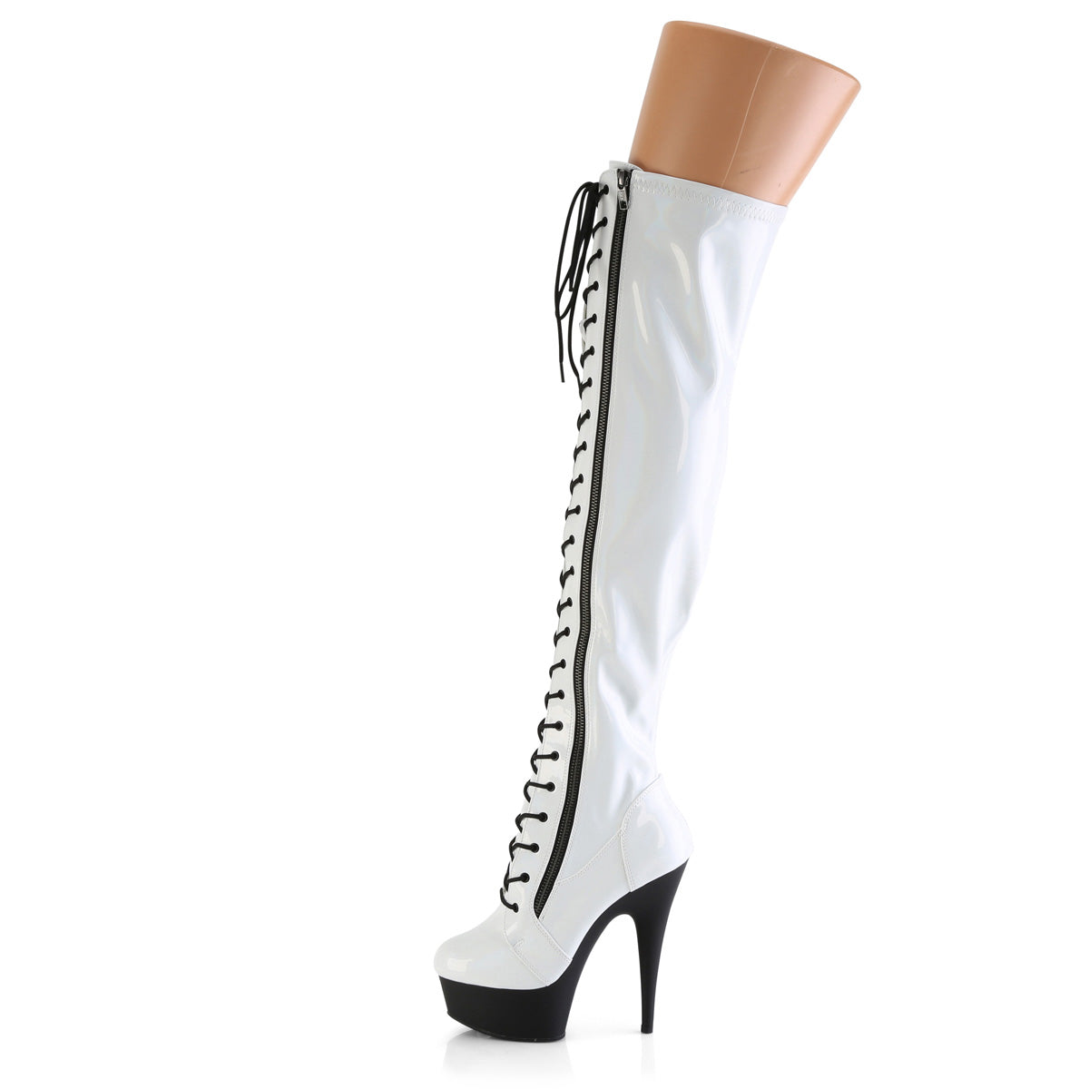Pleaser DELIGHT-3029 WHT STR -Hologramm pat/blk matte