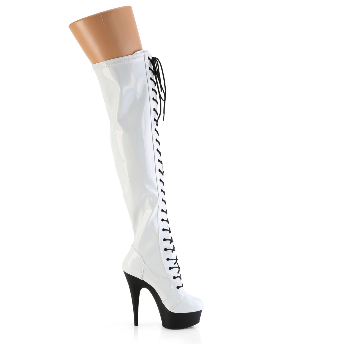 Pleaser DELIGHT-3029 WHT STR -Hologramm pat/blk matte