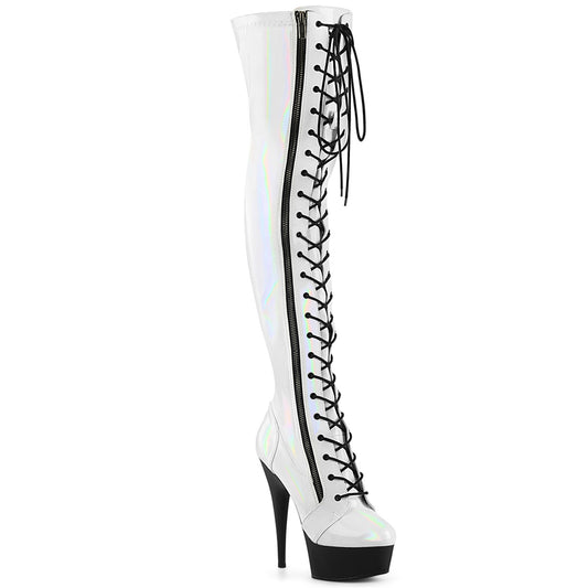 Pleaser   DELIGHT-3029 WHT STR -Hologramm pat/blk matte