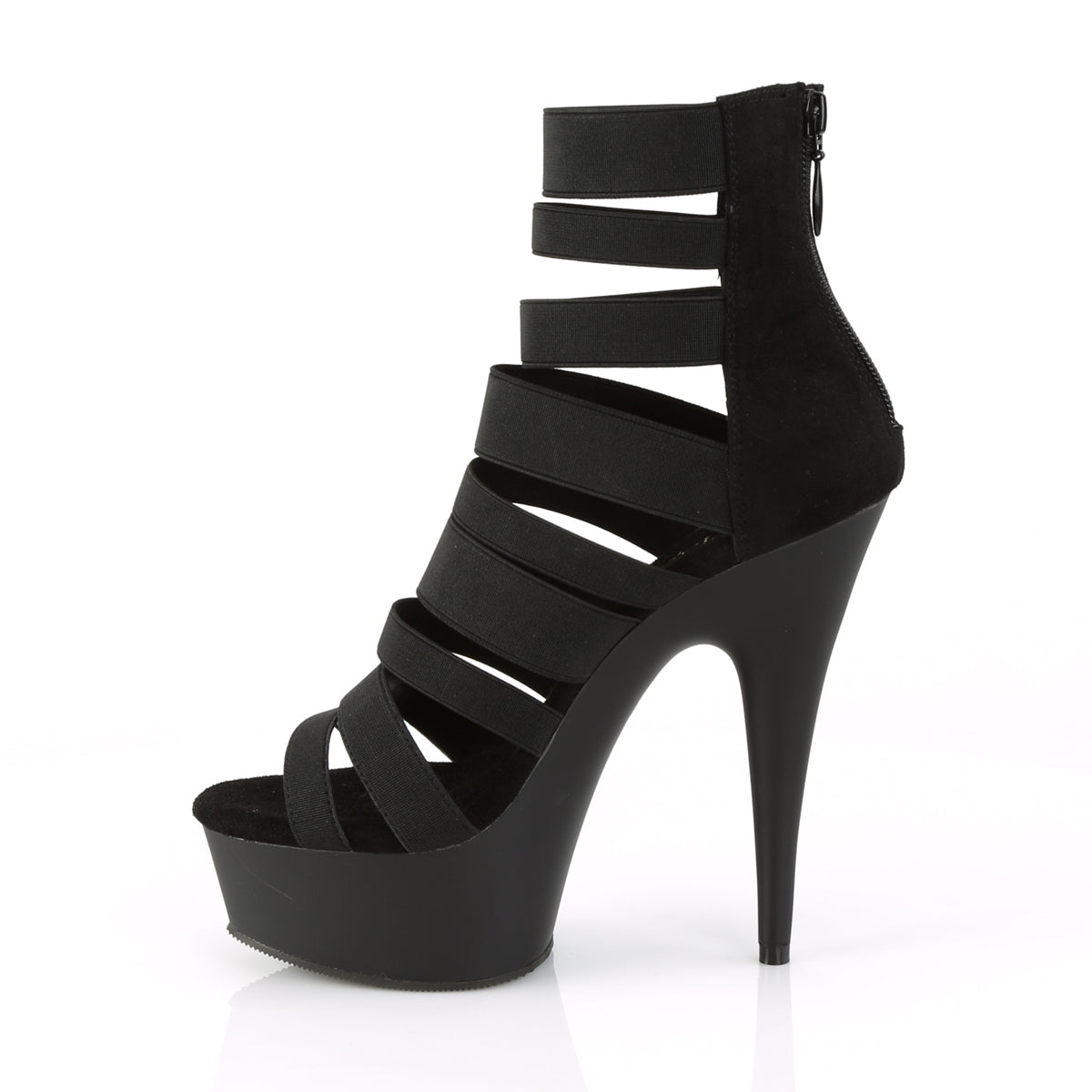 Pleaser Damen Sandalen DELIGHT-600-17 BLK elastisches Band / BLK Matte