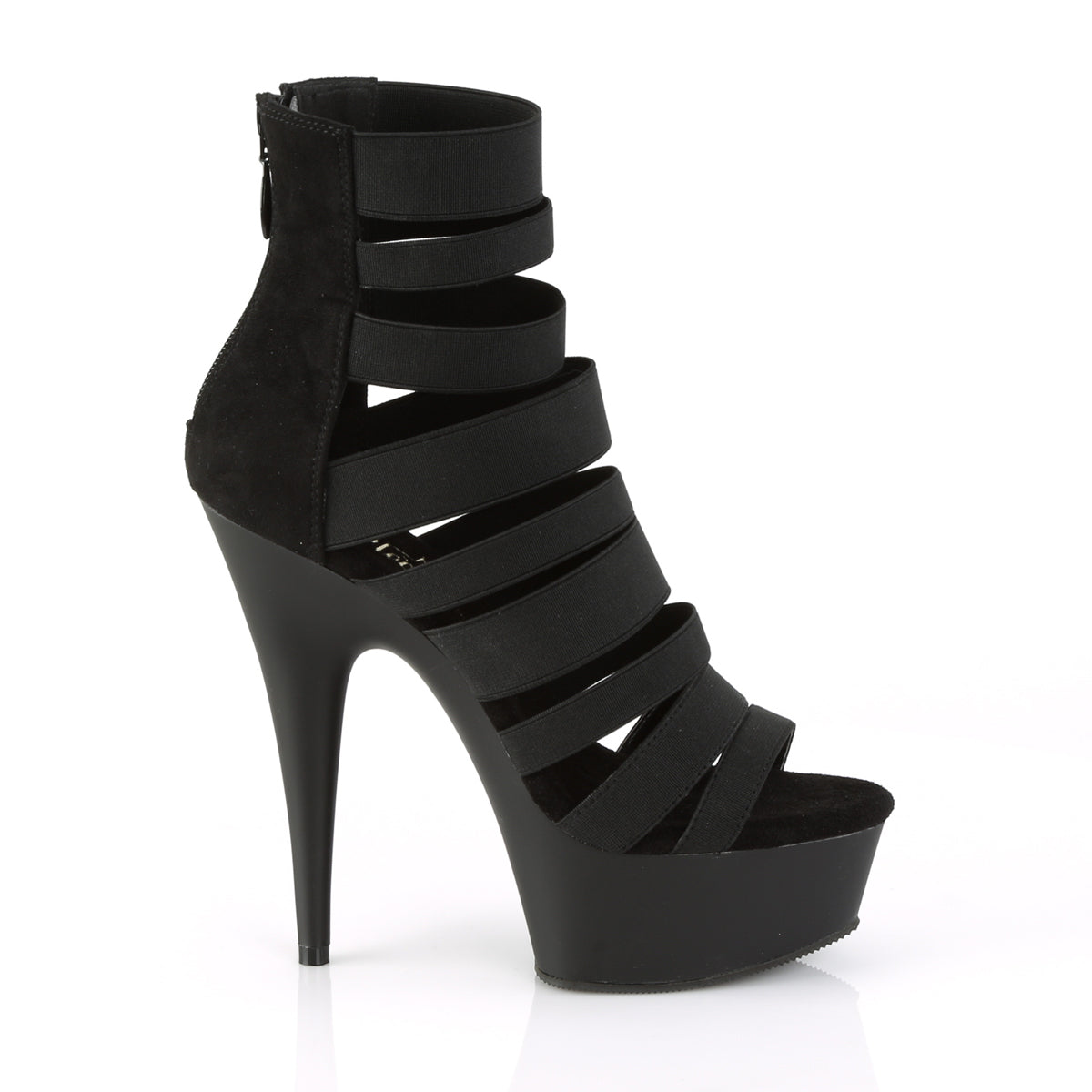 Pleaser Damen Sandalen DELIGHT-600-17 BLK elastisches Band / BLK Matte