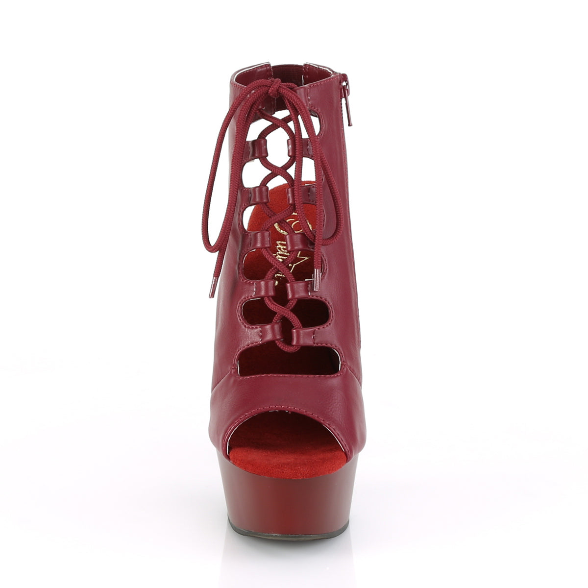 Pleaser Damen Knöchelstiefel DELIGHT-600-20 Burgund-Faux-Leder / Burgund Matt