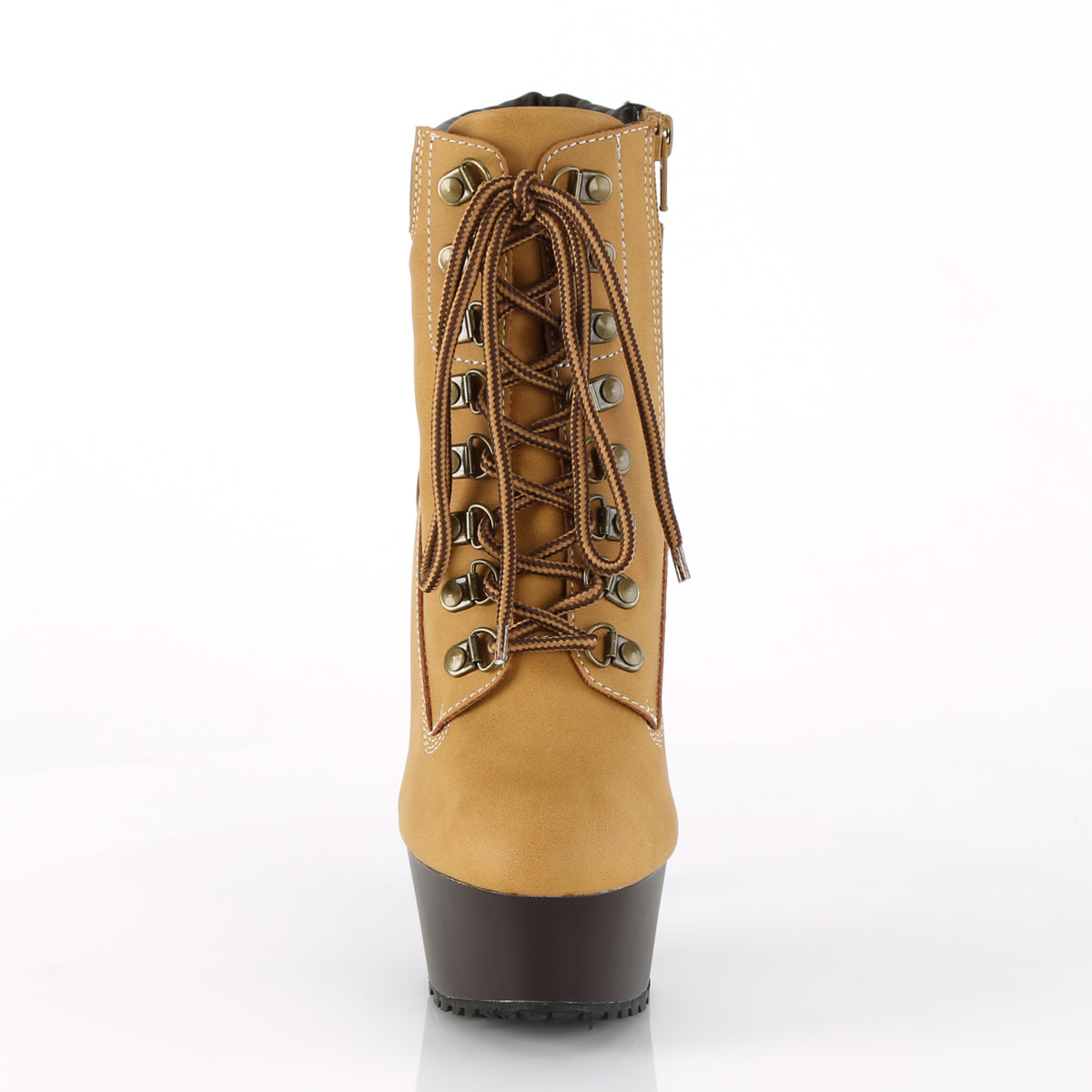 Pleaser Damen Knöchelstiefel DELIGHT-600TL-02 Tan Nubuk-Faux-Leder / dunkelbraun Matt
