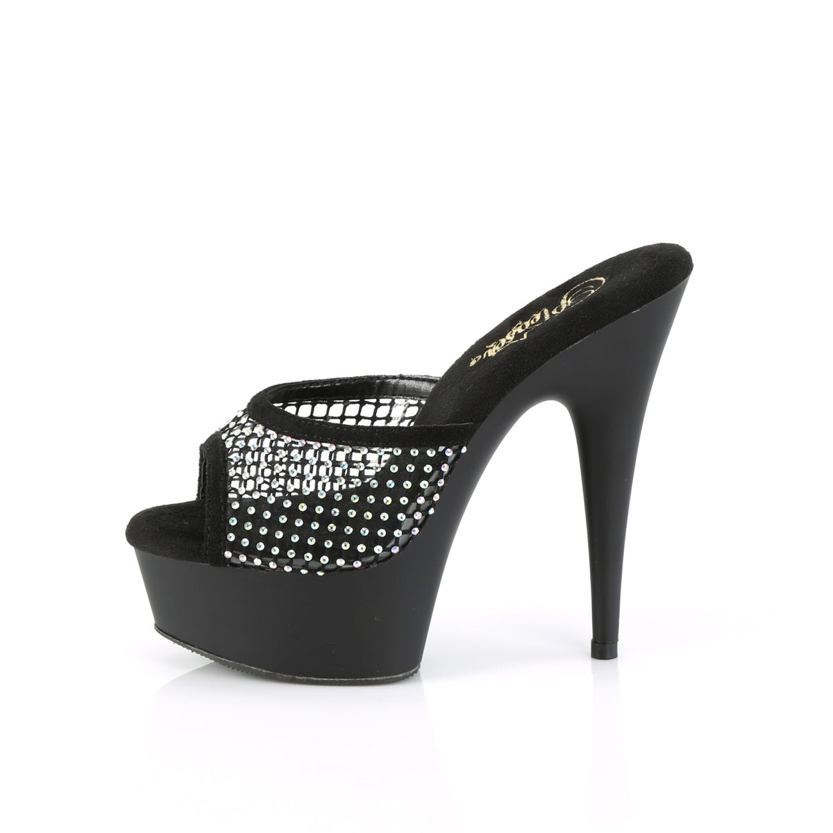 Pleaser Sandalen DELIGHT-601-6RM BLK Faux Wildleder-RS Mesh / BLK Matte